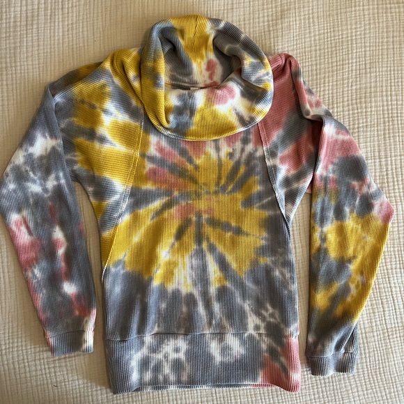 ANTHROPOLOGIE Pilcro Angie Mock Neck Thermal Tie Dyed Top - Picture 7 of 7
